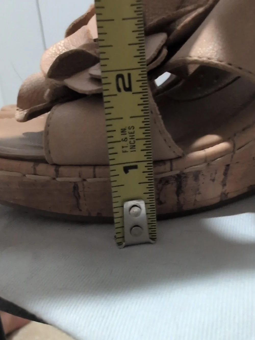 BOC Leather Upper Floral Tan Wedge